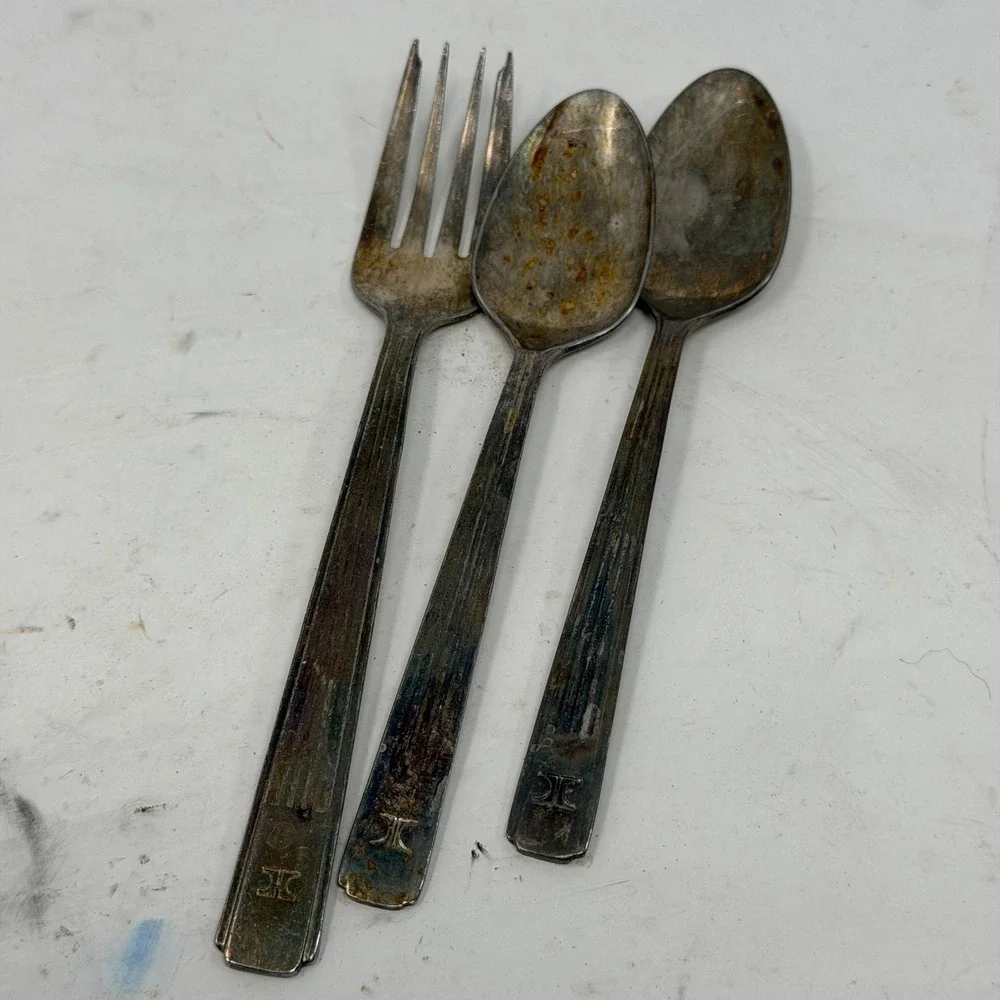 Vintage‎ Hilton International Silverplate Flatware Set 3pc Fork Spoons Logo H